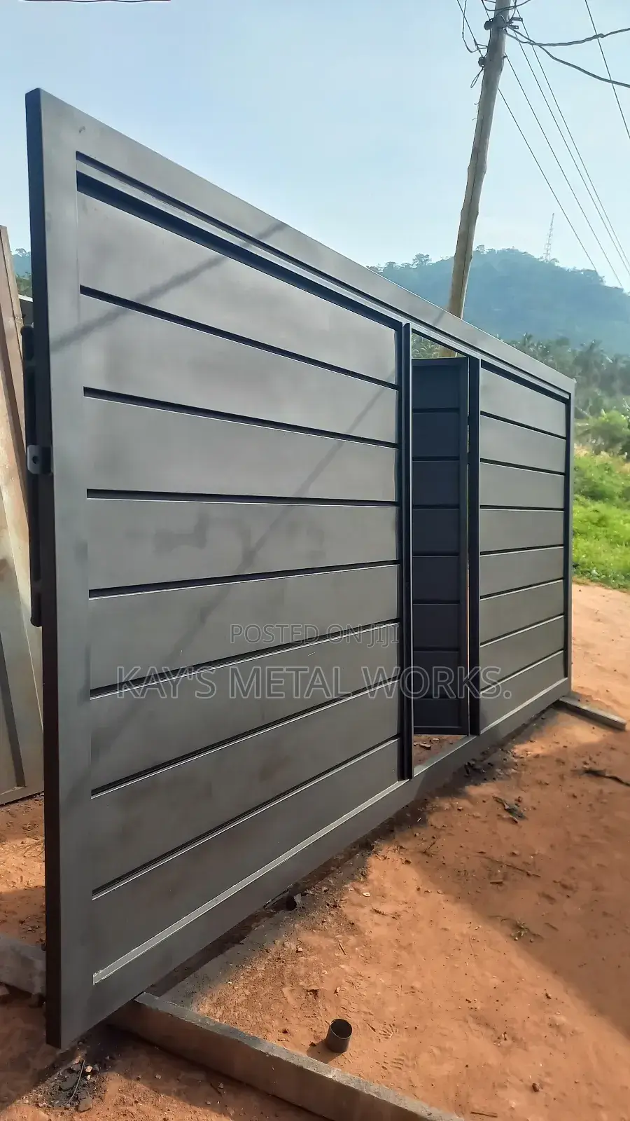 Modern Plate Panel Gate | Custom Galvanized Steel Main Gate