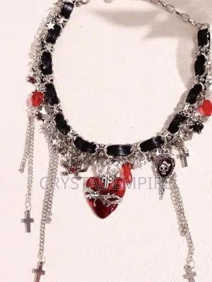 Retro Heart Cross Chocker Necklace