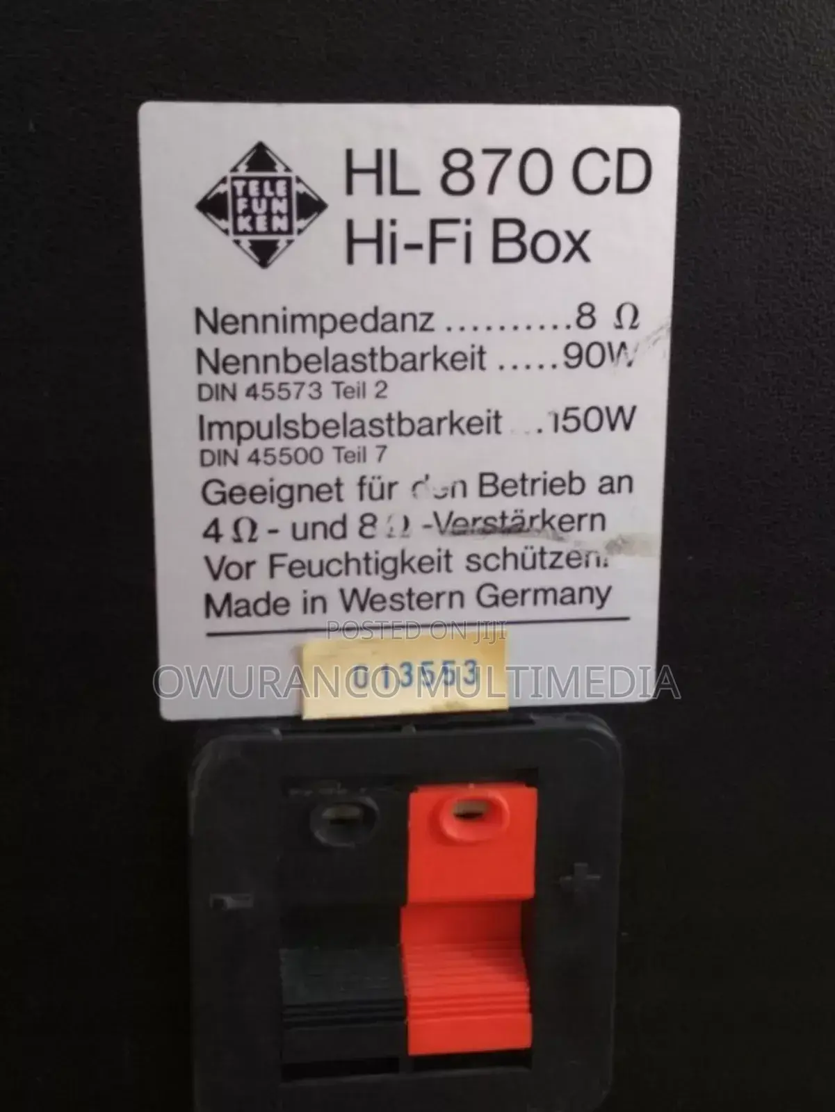 Telefunken Hl870cd Hi-Fi Box Speaker Cabinets 150w 8ohms