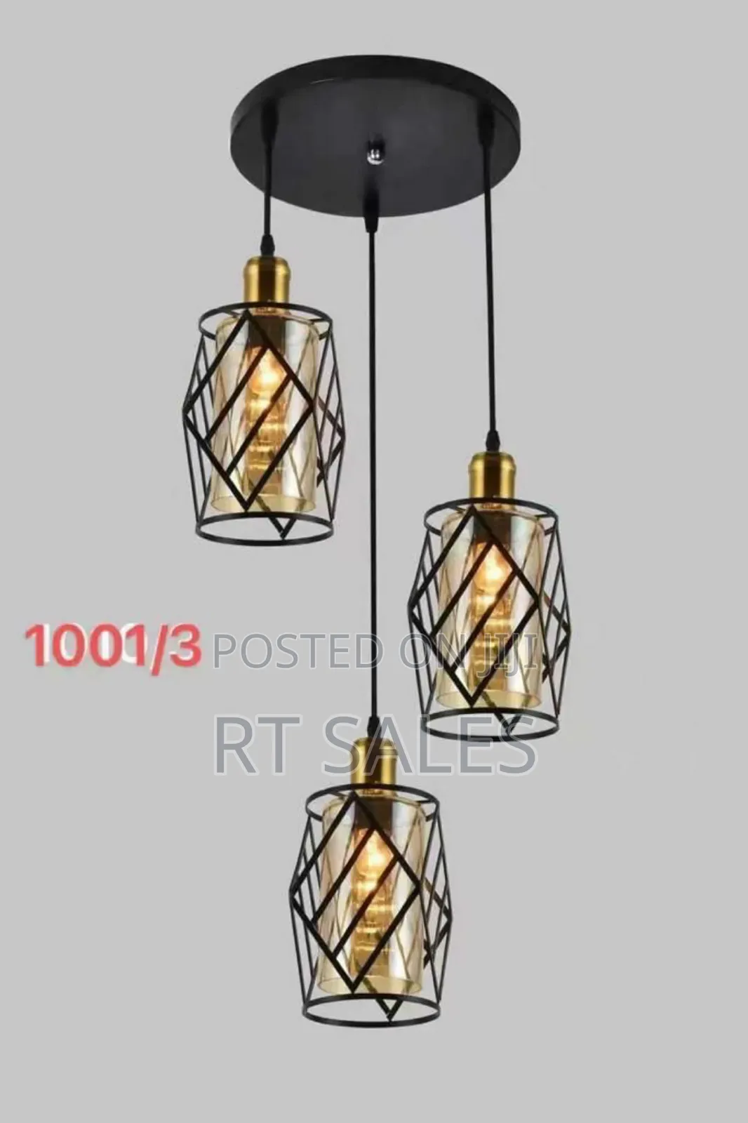 Metal and Glass 3 in 1 Pendant Light.