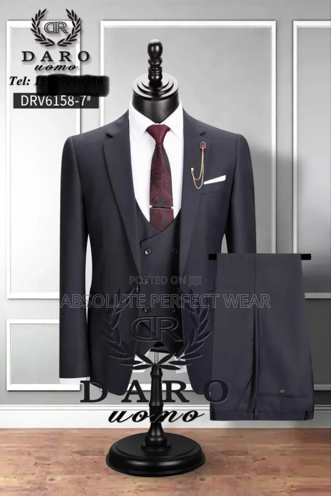 Black 3 Pieces Suit for Men