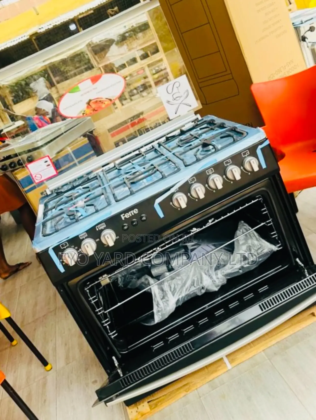 Ferre Burners 5, Stainless Steel, Oven Grill Gas Cooker
