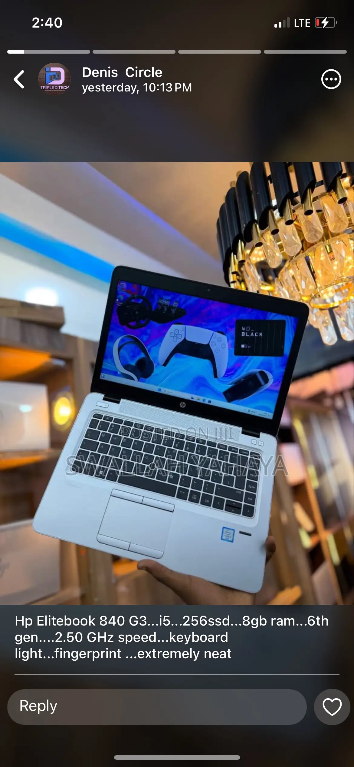 Laptop HP EliteBook 840 G3 8GB Intel Core I5 SSD 256GB