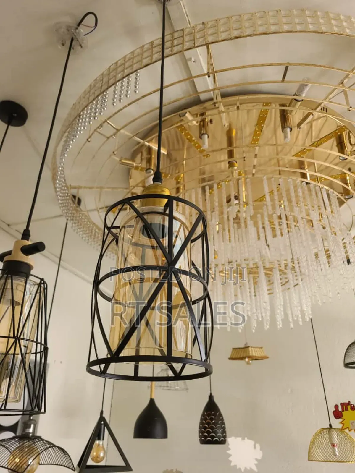 Black and Glass Single Pendant Light.