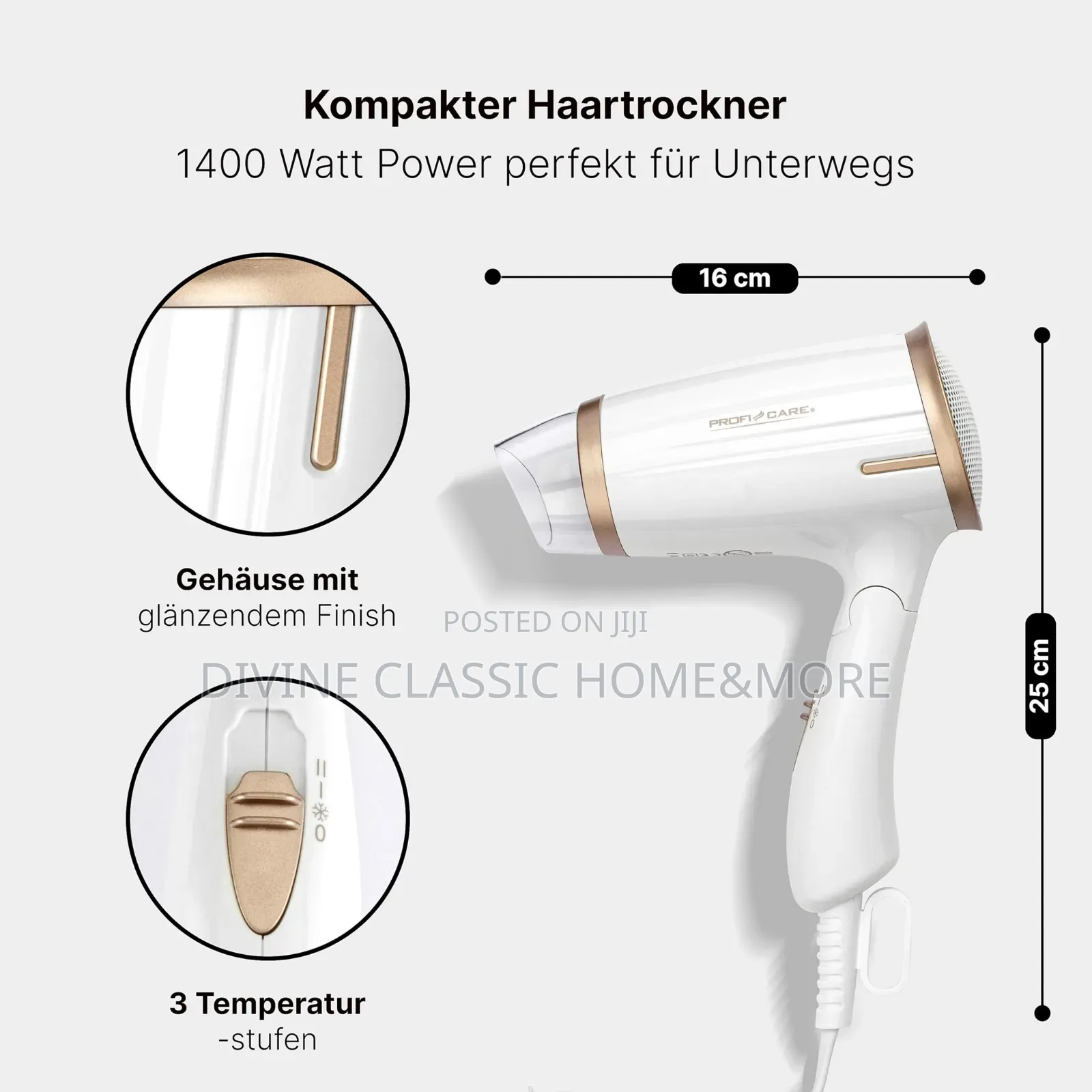 Proficare Foldable Hair Dryer (1400watt)