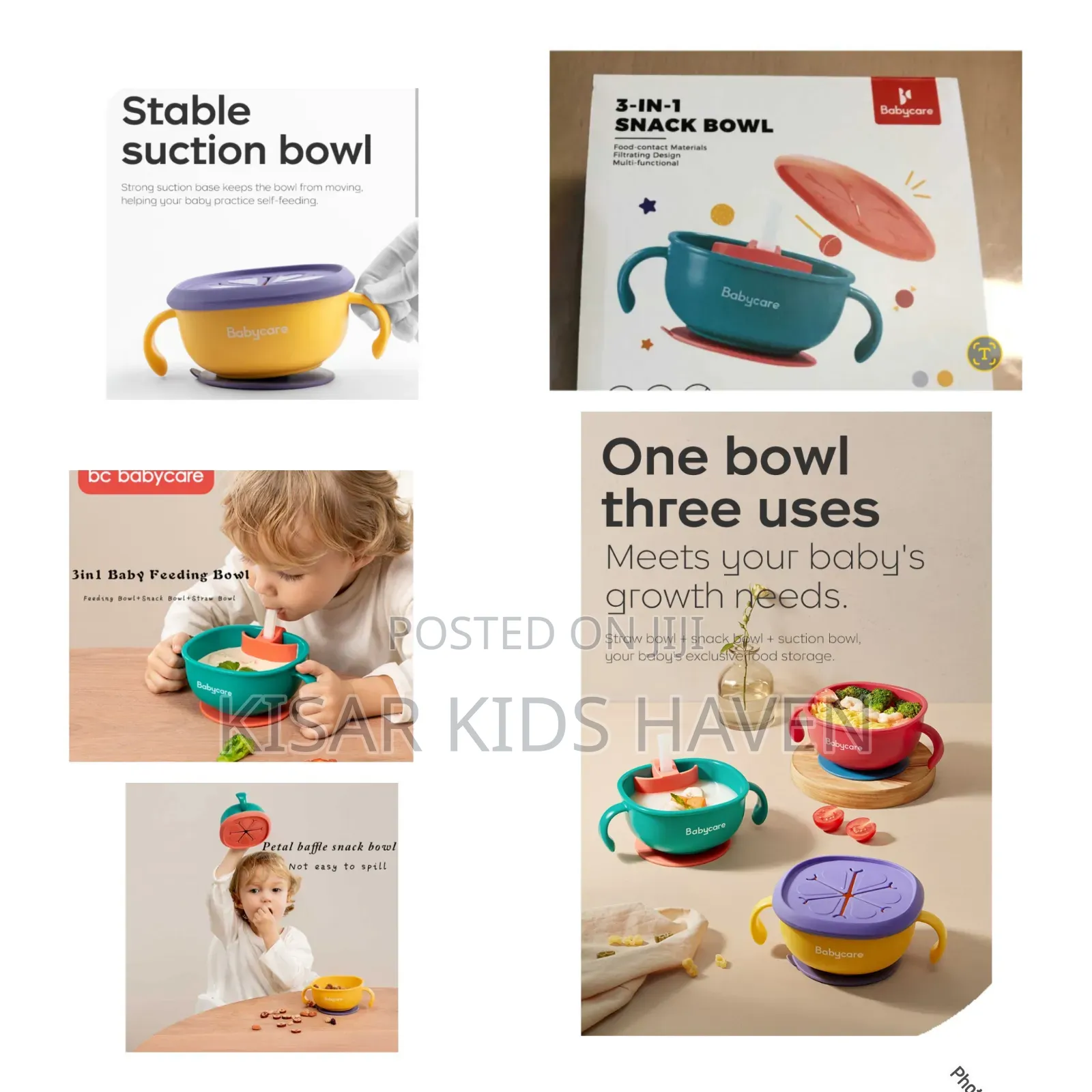 3 in 1 Stable Suction Feeding Bowl 6 Months to 3 Years