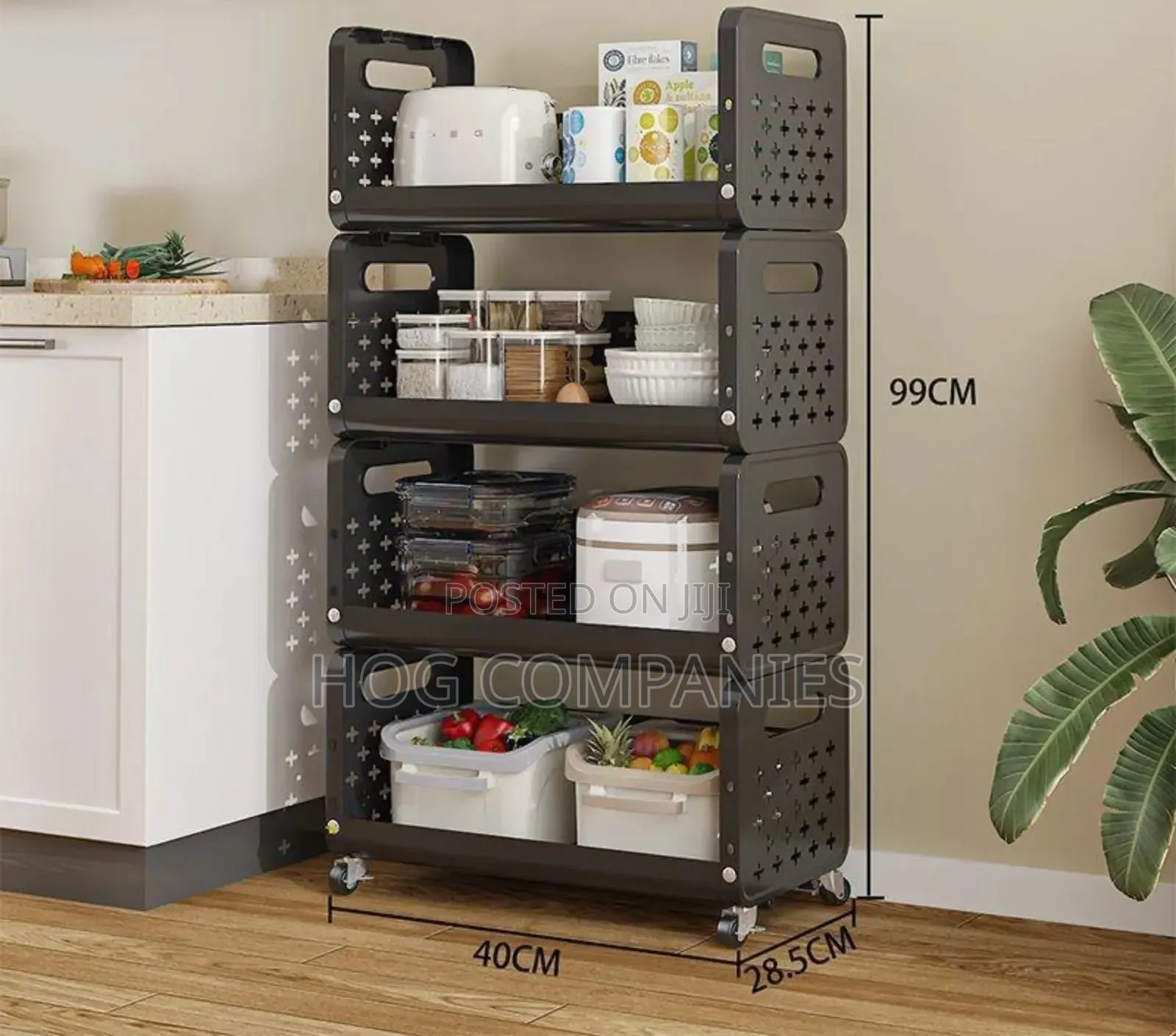 4-Tier Metal Rolling Cart