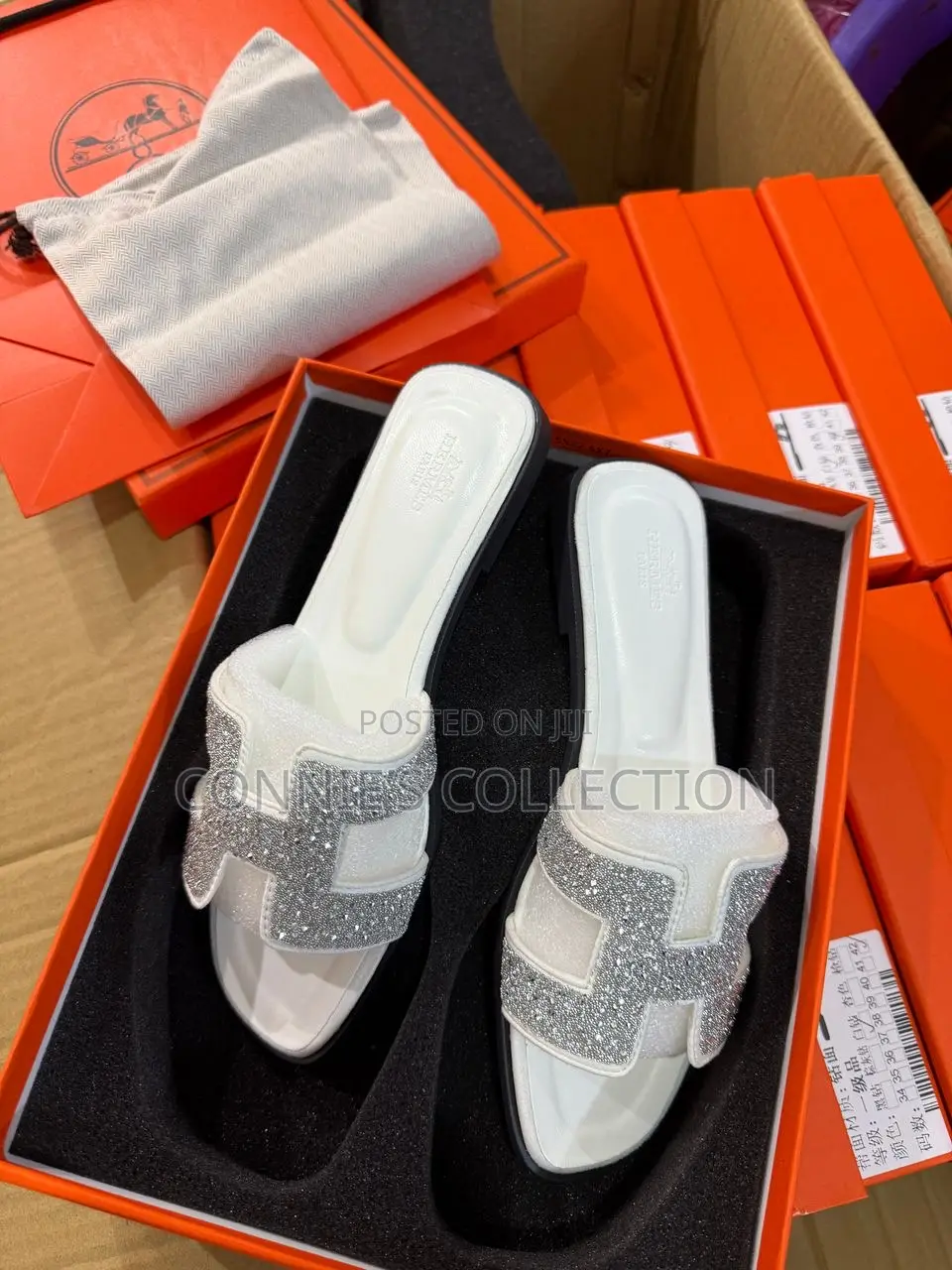 Plain Stones Hermes Slippers