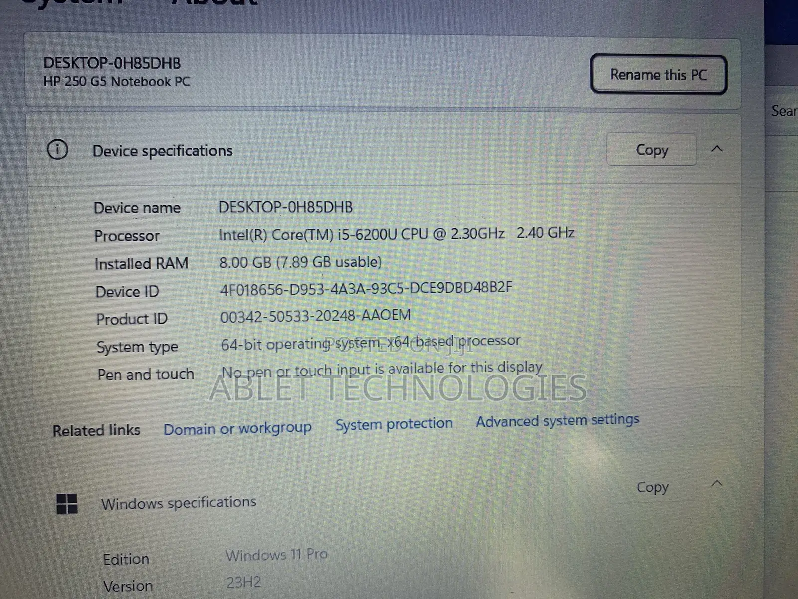 Laptop HP 250 G5 8GB Intel Core I5 SSD 256GB