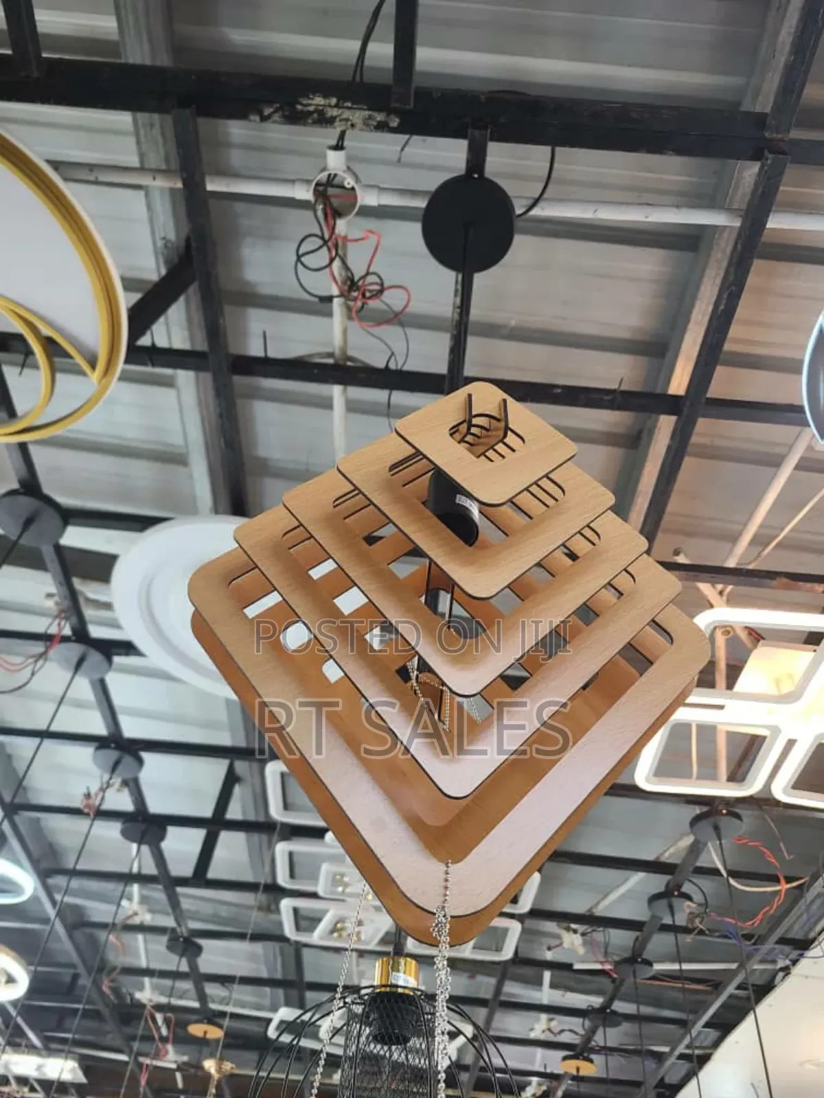 Single Wooden Triangle Ceiling Pendant Light