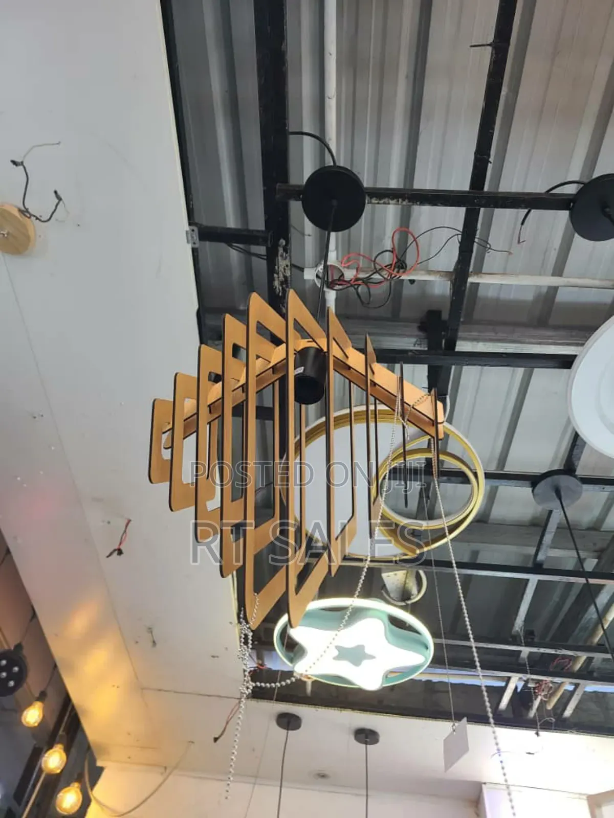 Single Wooden Triangle Ceiling Pendant Light