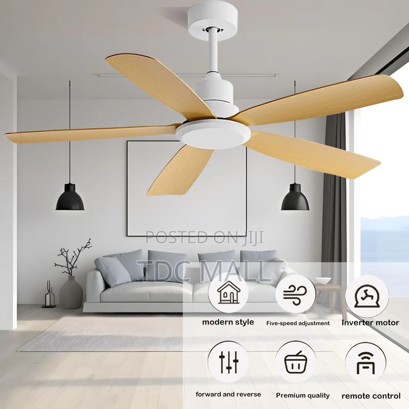 Art Fanlight With Remote: White + Wooden
