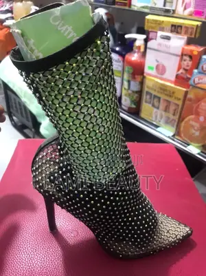 Golden Stones Net Mini Boot High Heel Shoes