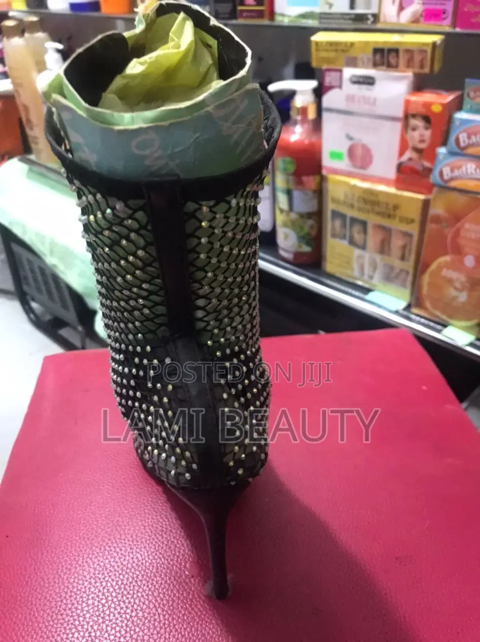 Golden Stones Net Mini Boot High Heel Shoes