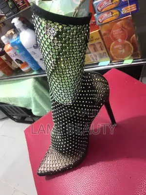 Golden Stones Net Mini Boot High Heel Shoes