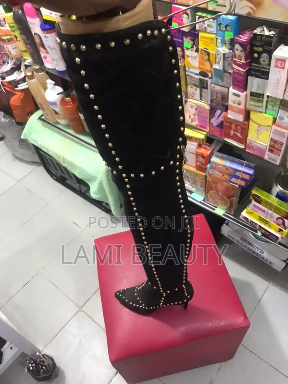 Gold Stud’S Long Boot 
High Heel Shoe 
Size 39