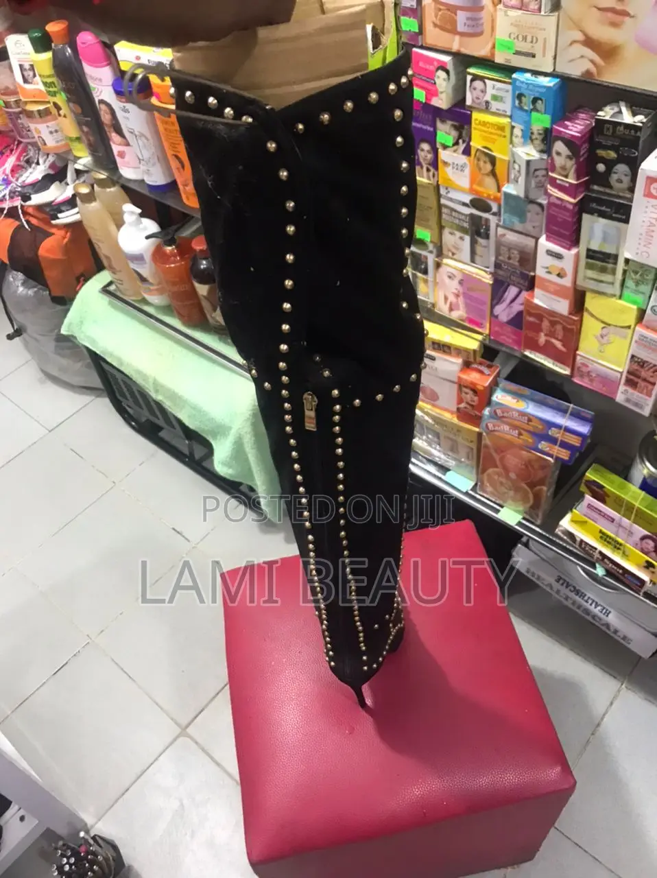 Gold Stud’S Long Boot 
High Heel Shoe 
Size 39
