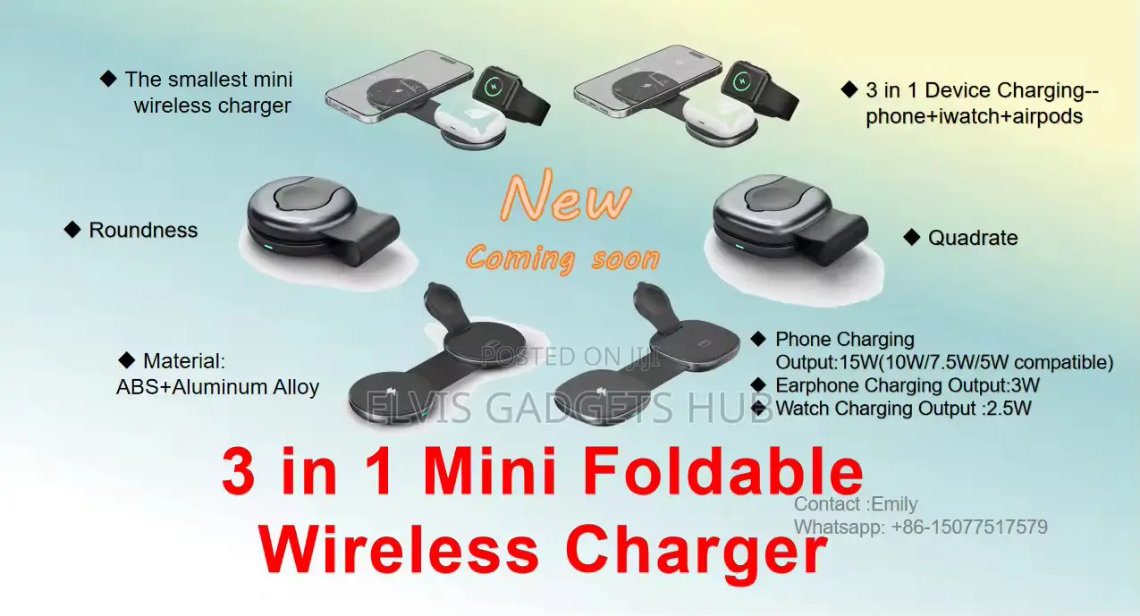 3 in 1 Foldable Mini Wireless Charger