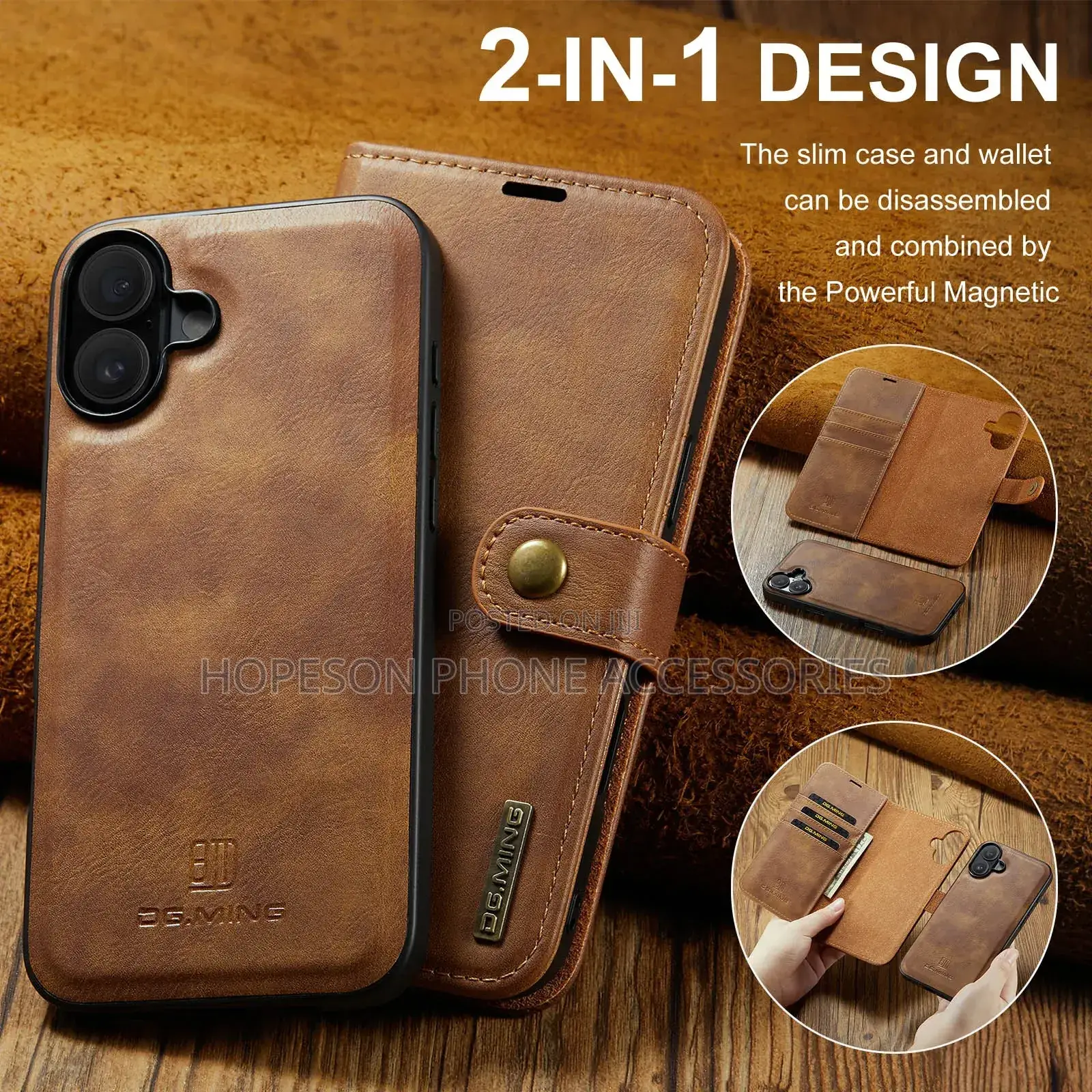 iPhone (2in1) Detachable Flip Leather Cases With Wallet