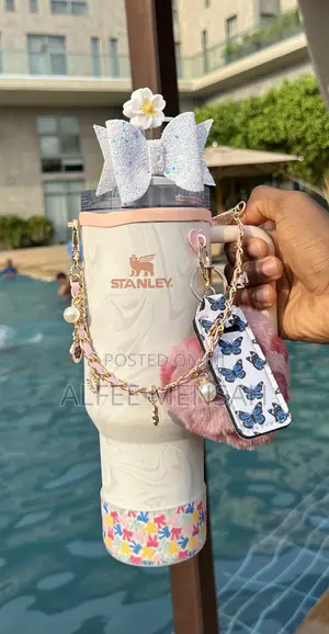 Rose Quartz Swirl Stanley Tumbler 40oz With Accessories