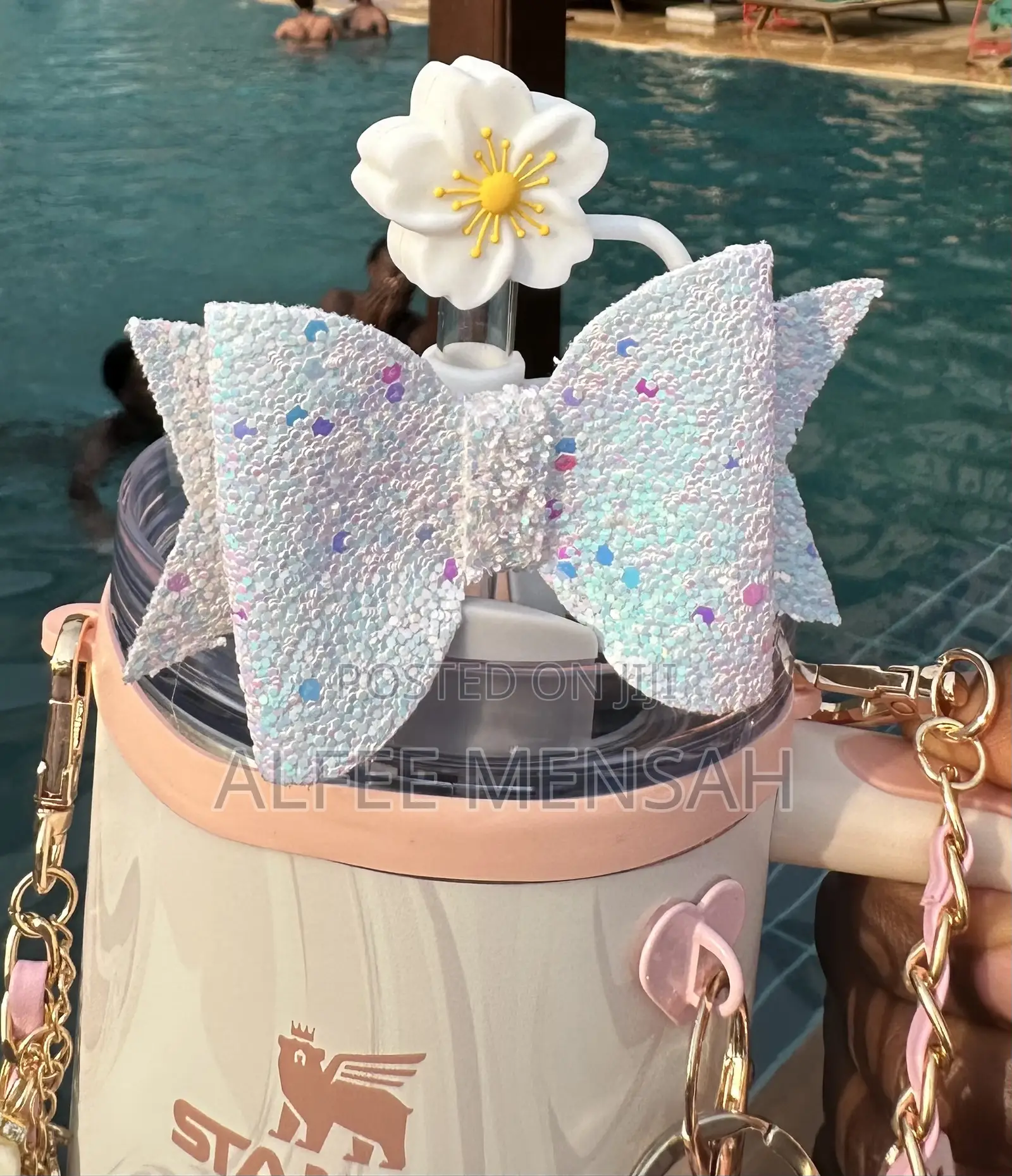 Rose Quartz Swirl Stanley Tumbler 40oz With Accessories