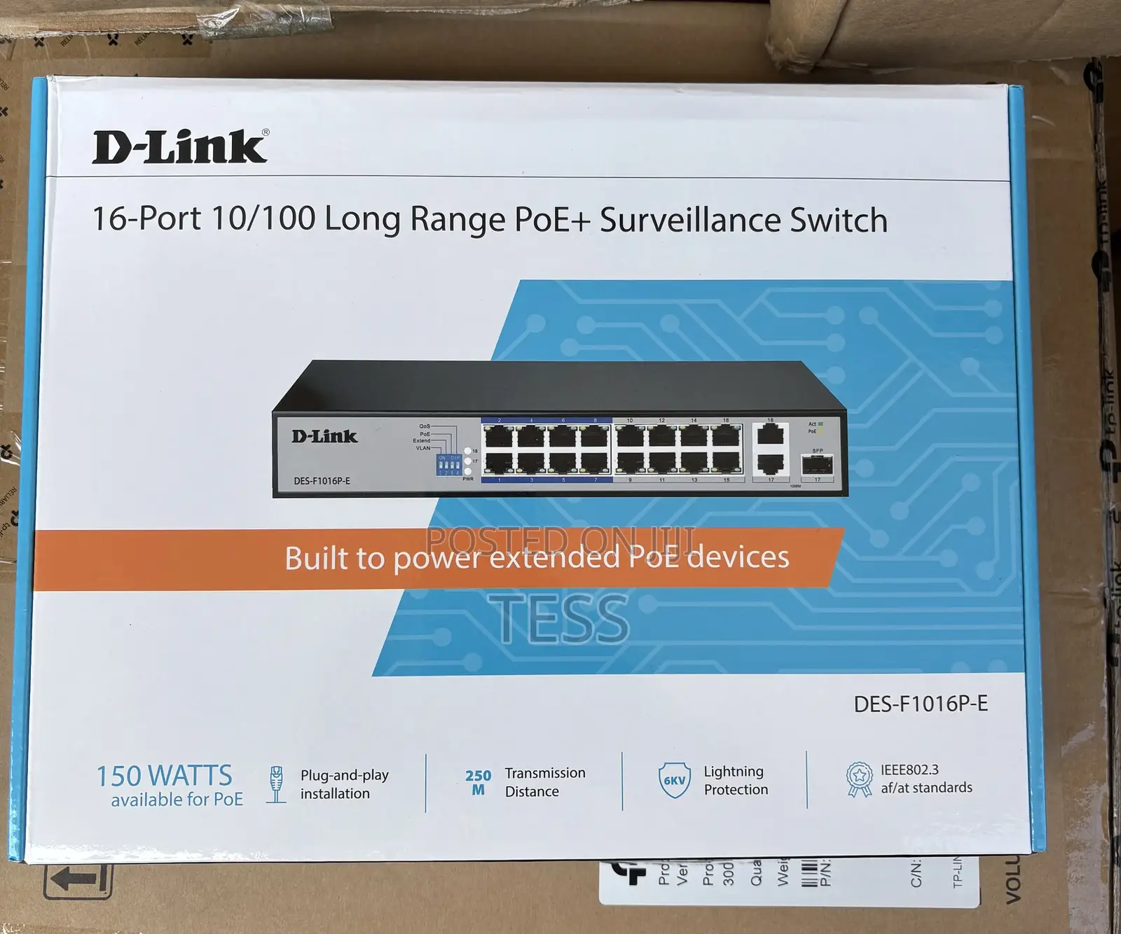 D-Link 16-Port 10/100 Poe+ Surveillance Switch Des-F1016p-E