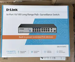 D-Link 16-Port 10/100 Poe+ Surveillance Switch Des-F1016p-E