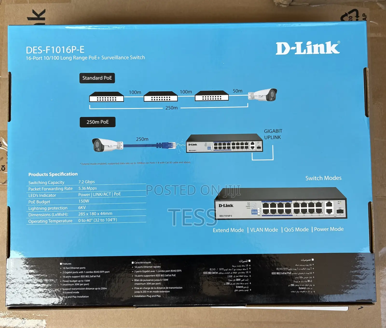D-Link 16-Port 10/100 Poe+ Surveillance Switch Des-F1016p-E