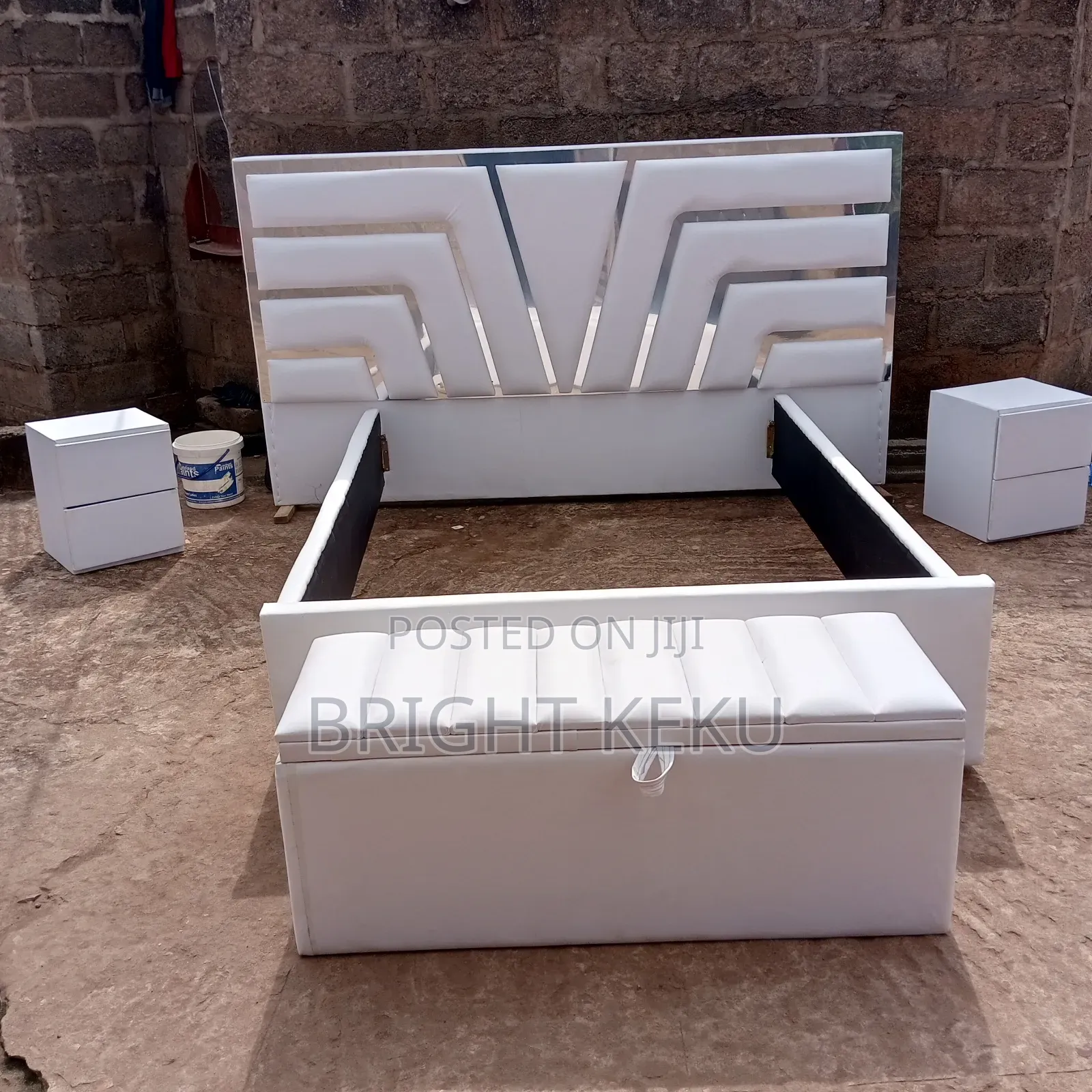 Quality Double Oversized Bed Frame With Side Drawer Ottoma