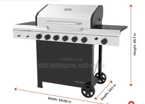 6-Burner Gas Grill With Side Burner, Stainless Steel Lid