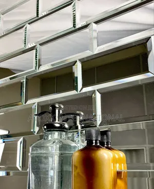 Abolos Reflections 3"X6" Glass Mirror Tile,Silver, Set of 88