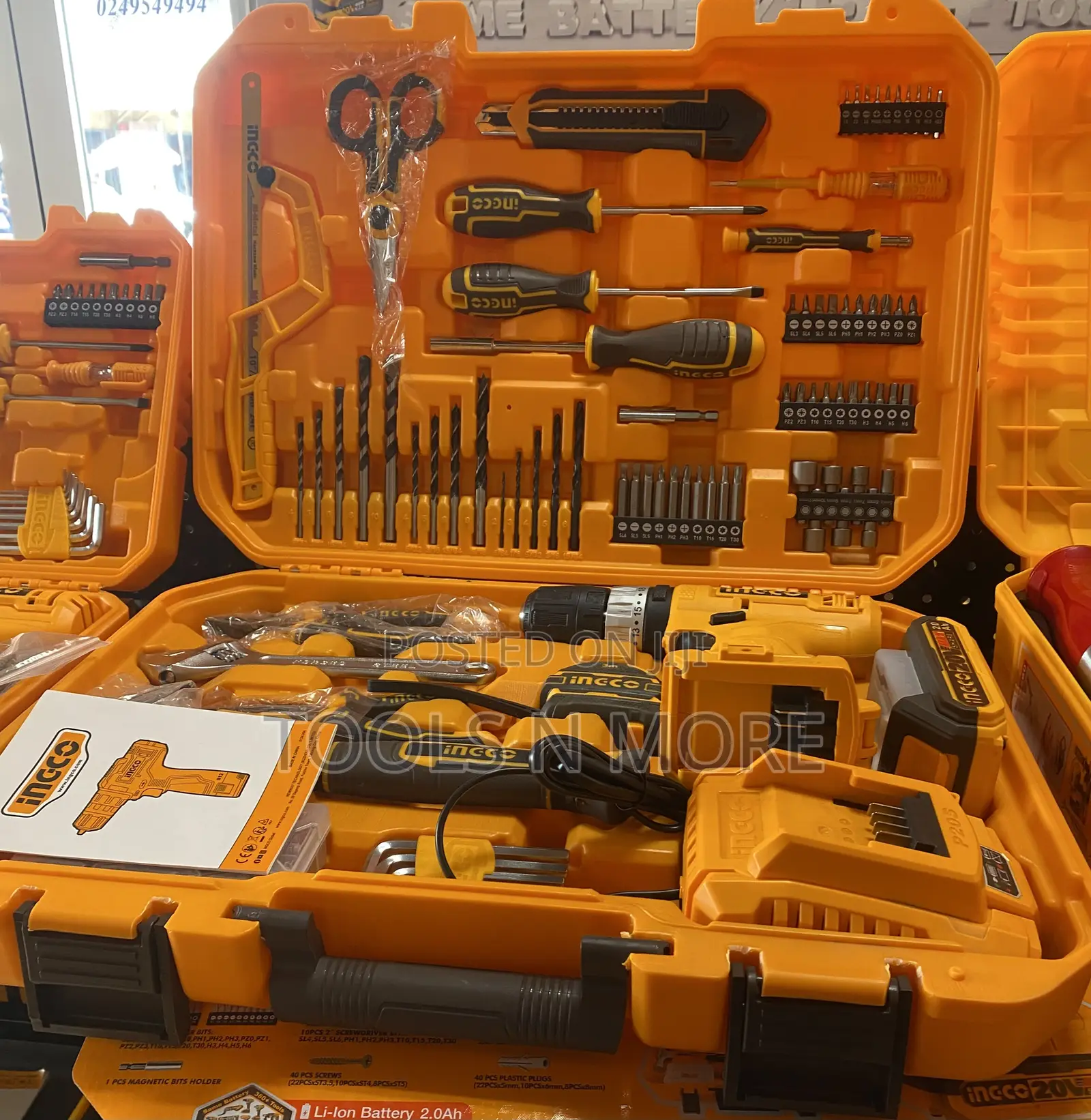 Ingco 165 Pieces Tools Set (With 20v Cordless Lmpact Drill)