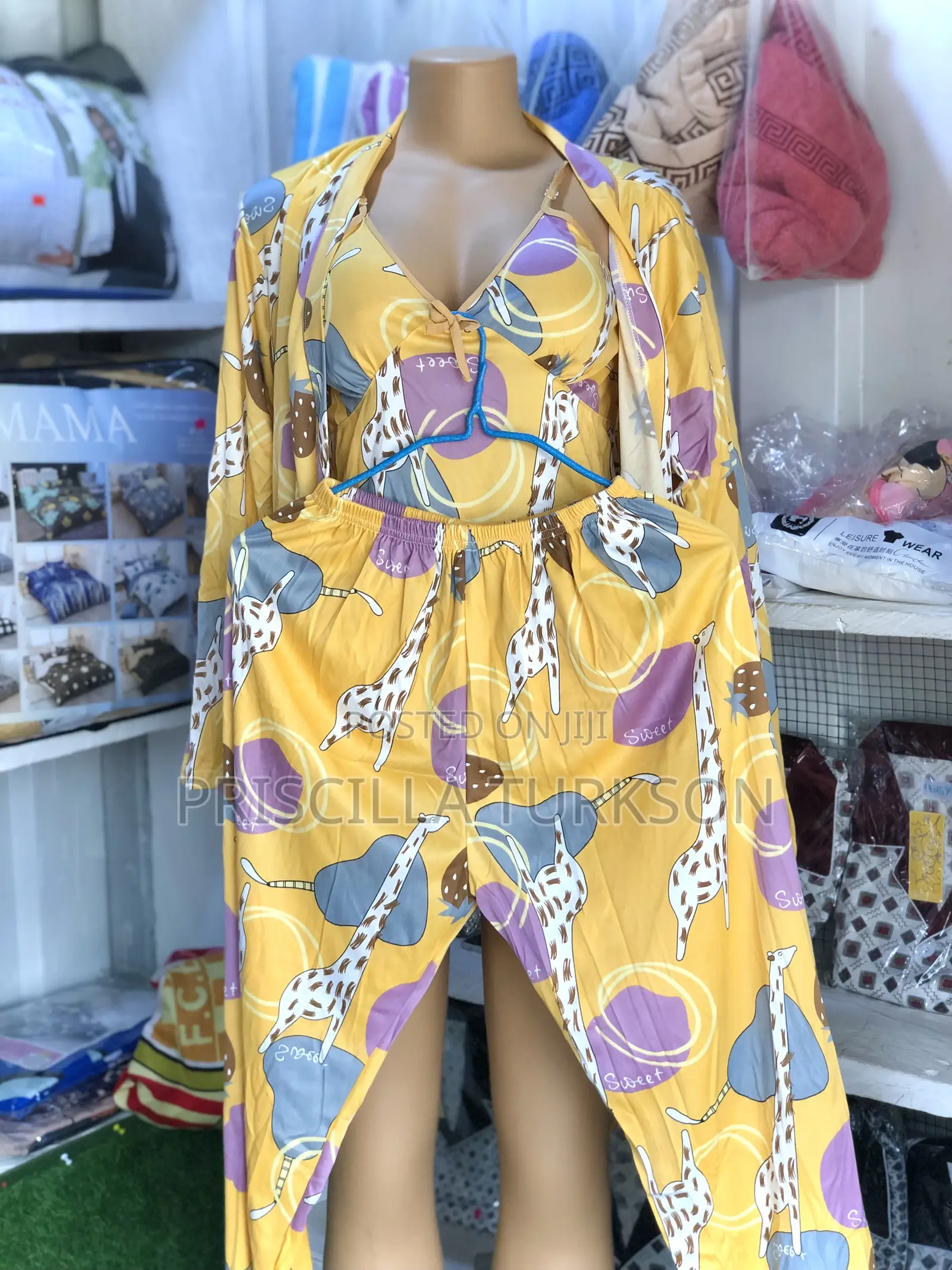 3 Pieces Night Wear-Yellow