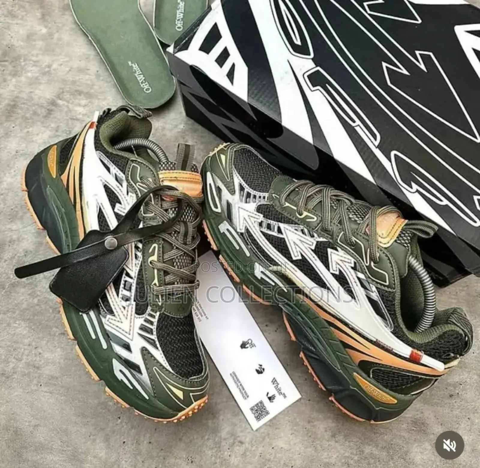Off White Sneaker Army Green and White