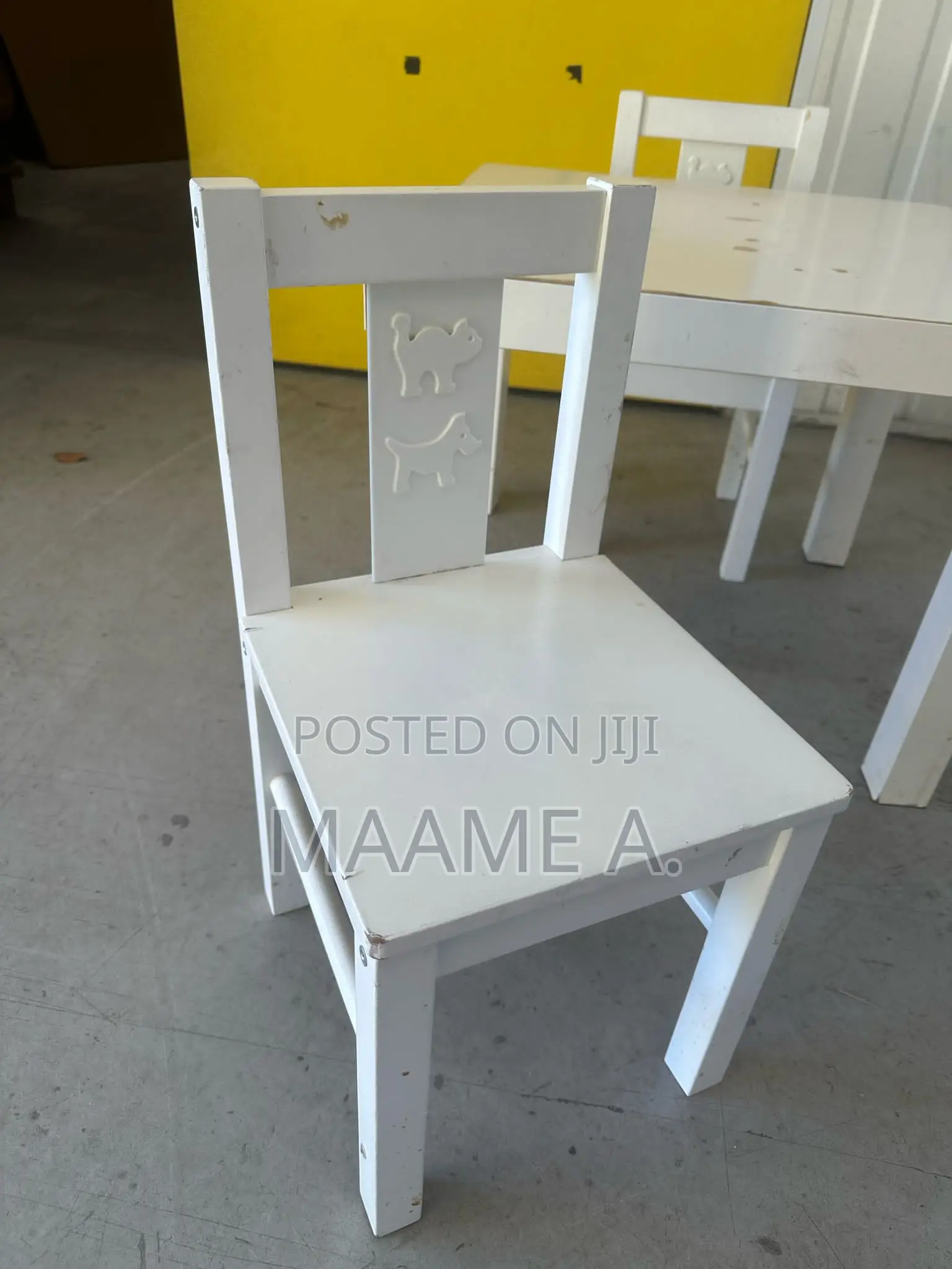 White Children Wooden Table and 2 Chairs