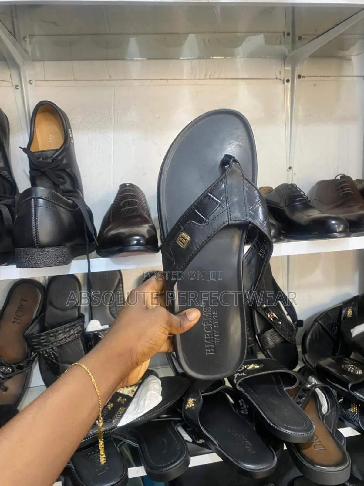 Slide Leather Slippers in for Men