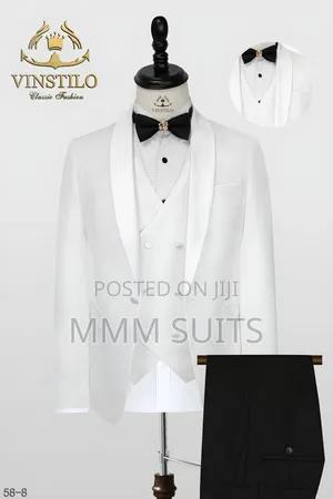 3-piece White And Black Men Suit For Wedding