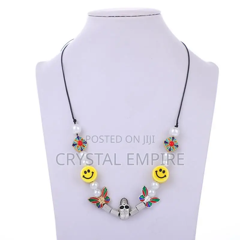 Smiley Pearl Dice String Necklace