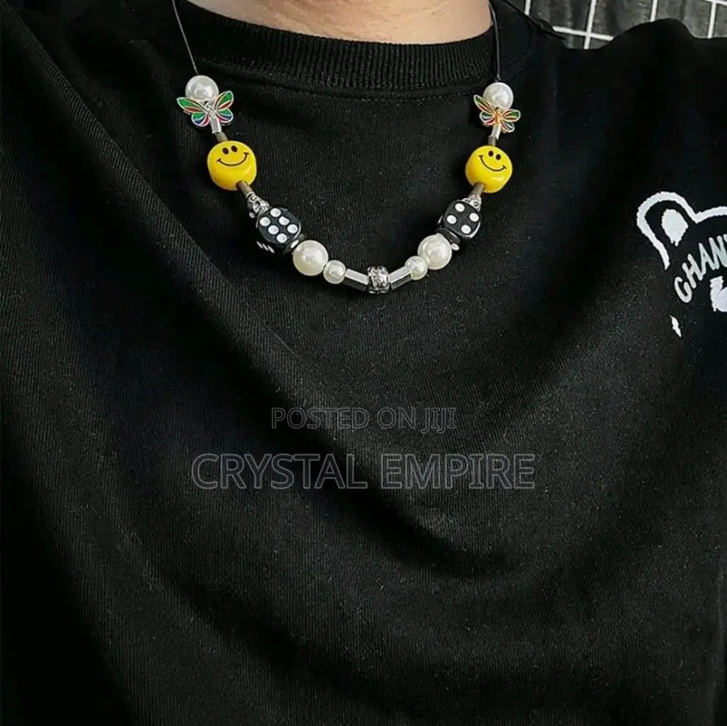 Smiley Pearl Dice String Necklace