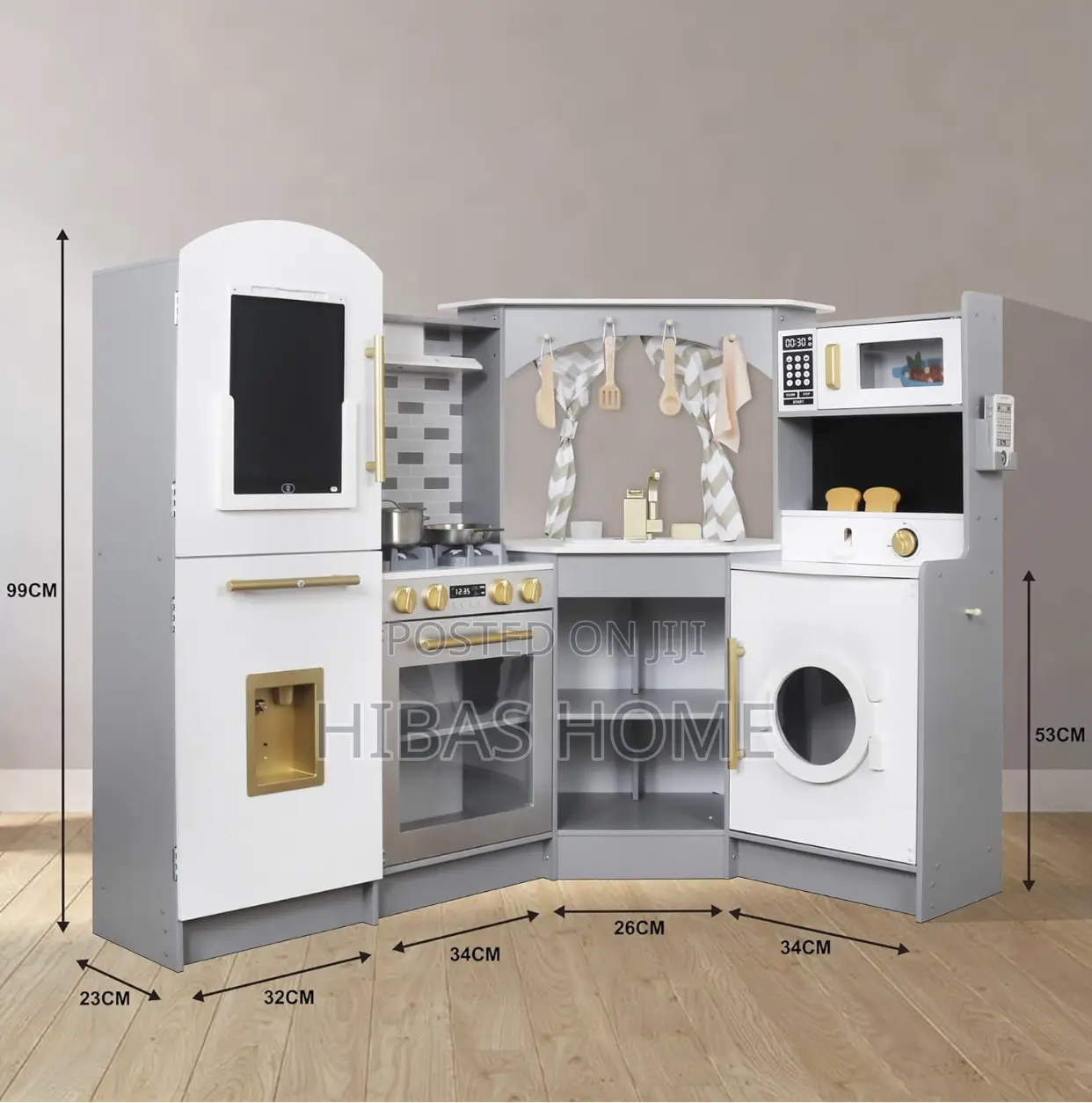 Kids Wooden Play Kitchen With Realistic Features Light,Sound