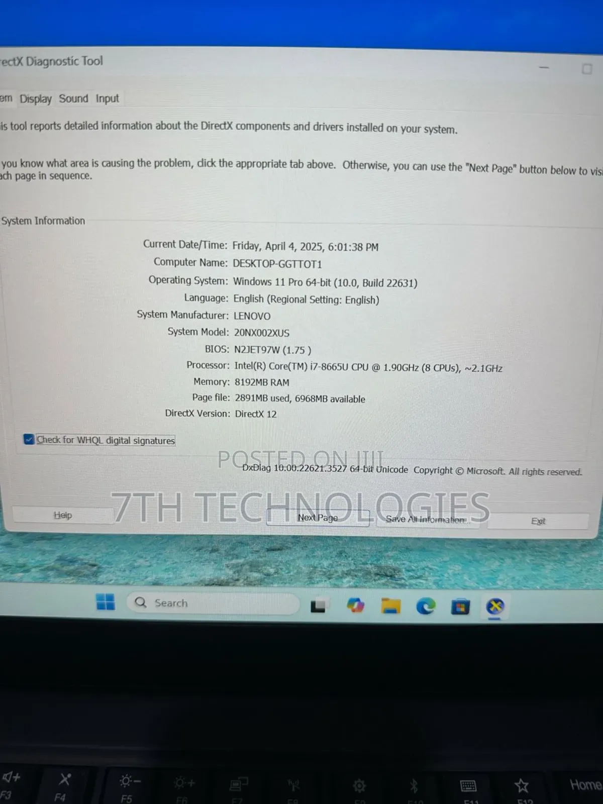 Laptop Lenovo Thinkpad T490s 8GB Intel Core I7 SSD 256GB
