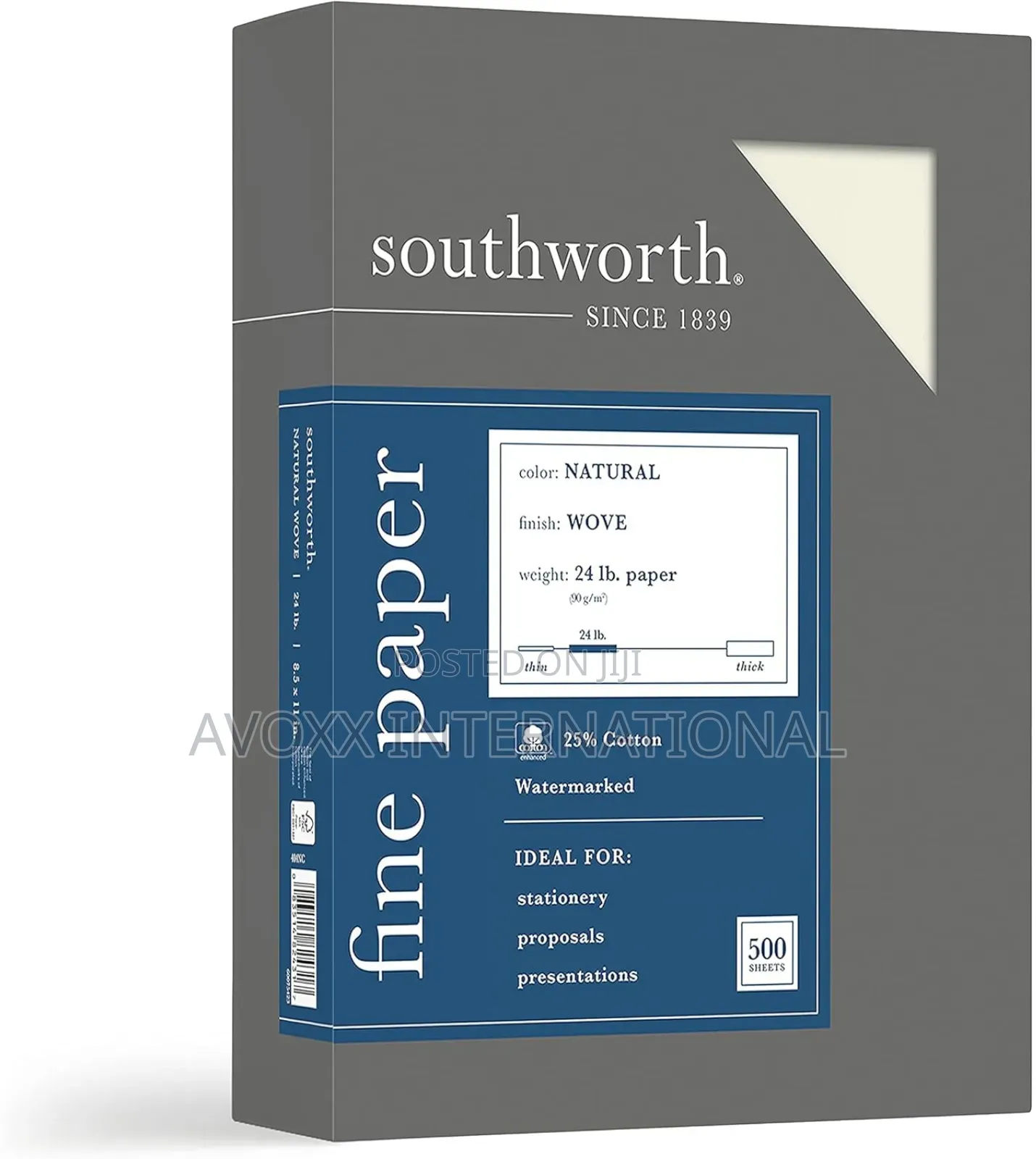 Southworth 25% Cotton Business Paper, 8.5" X 11" 500 Per Box White