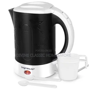 Aigostar Travel Kettle Includes 2 Cups and 2 Spoons, Black.