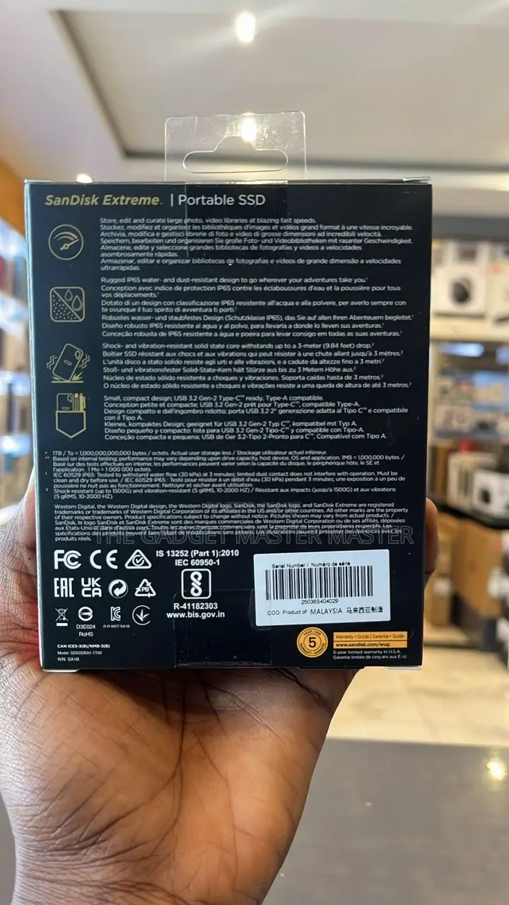 Sandisk 1b Extreme Portable SSD
