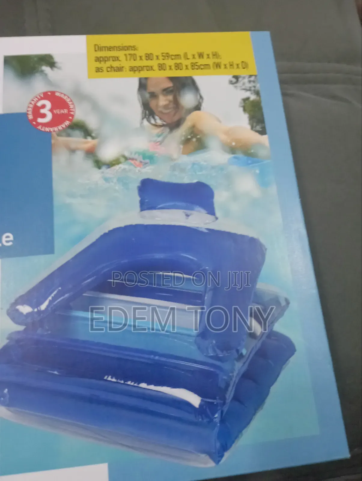 Inflatable Adult Beach Chair or Pool Lounger