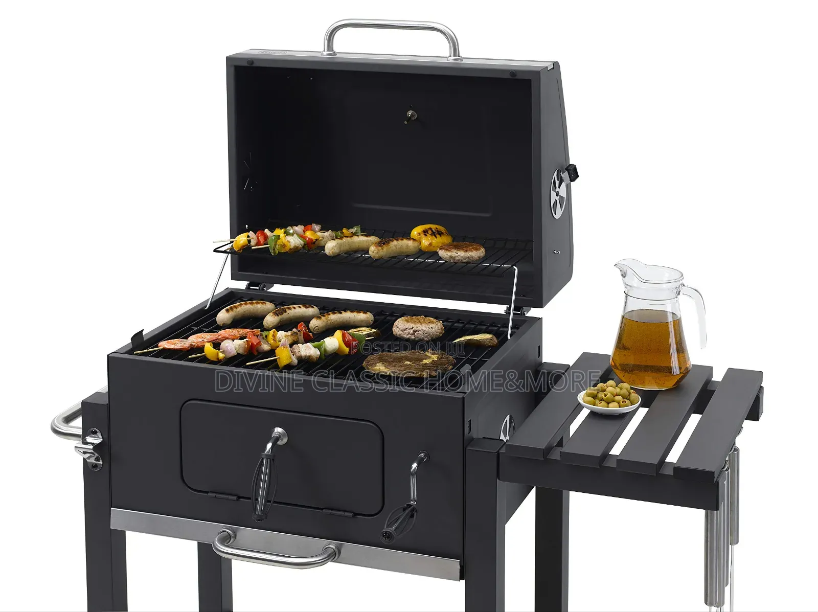 Dkiei Barbecue Grill, Portable Charcoal BBQ Grill With Wheel