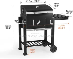 Dkiei Barbecue Grill, Portable Charcoal BBQ Grill With Wheel