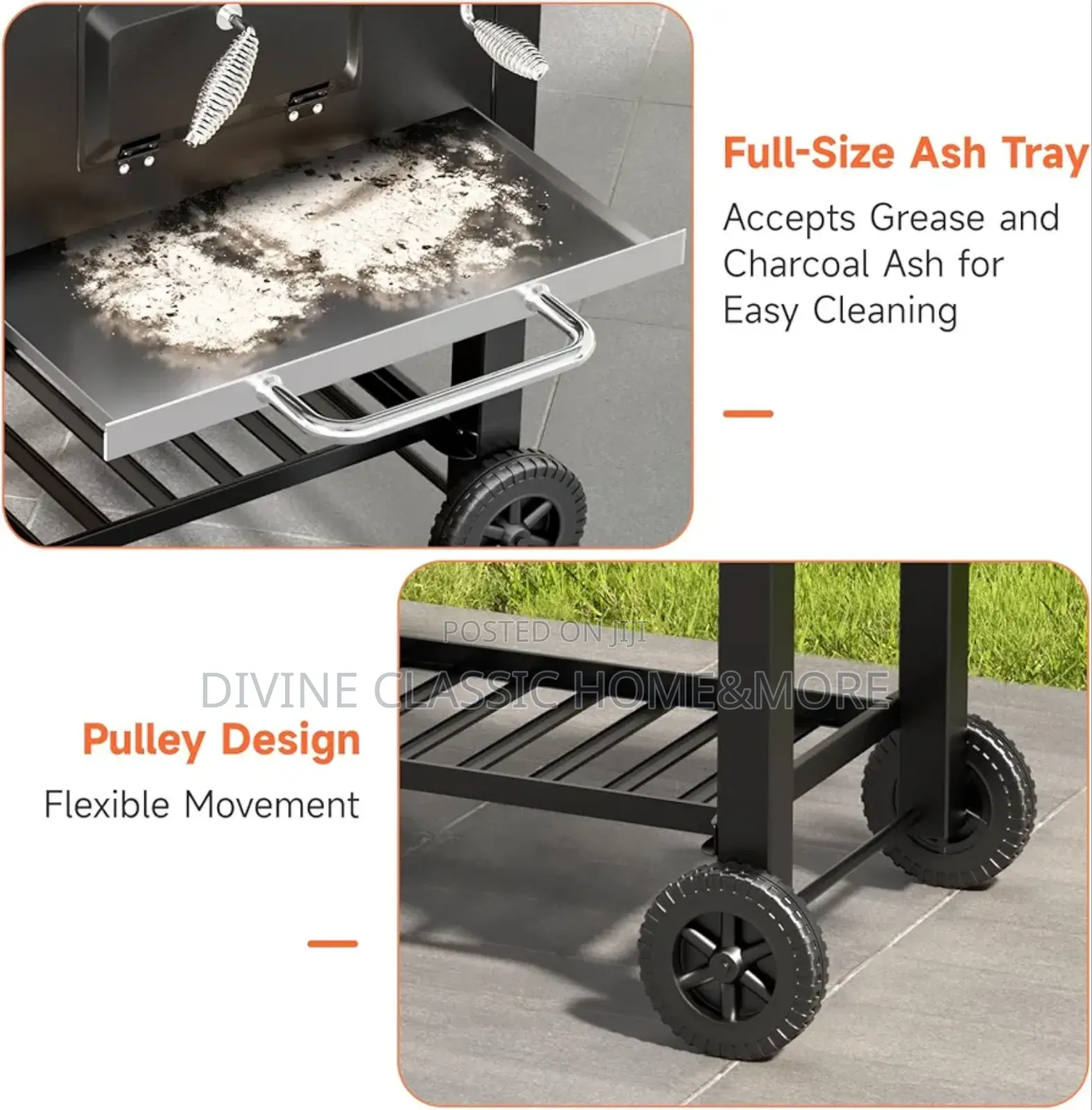 Dkiei Barbecue Grill, Portable Charcoal BBQ Grill With Wheel