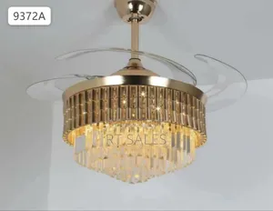 Remote Control Golden Chandelier Fan With Light