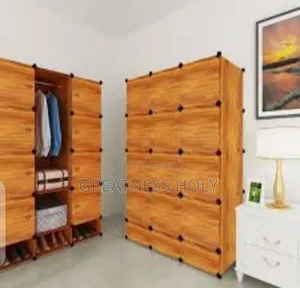 Lindy 12 Cubes Plastic Wardrobe +3 Cubes Shoes Rack , Brown